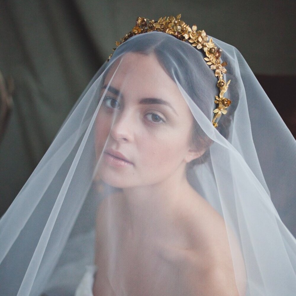 Gold and Crystal Floral Bridal Tiara/Crown